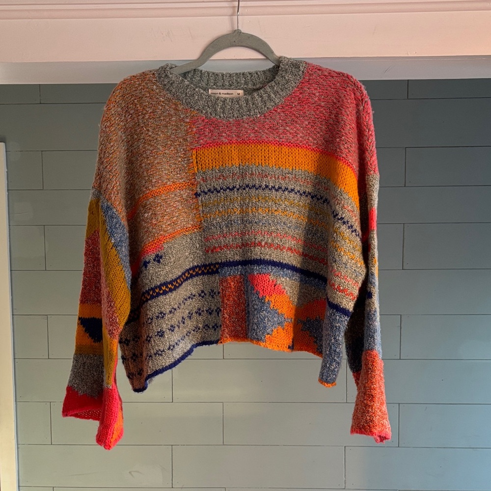 moon & madison Multicolor Patchwork Sweater - image 1